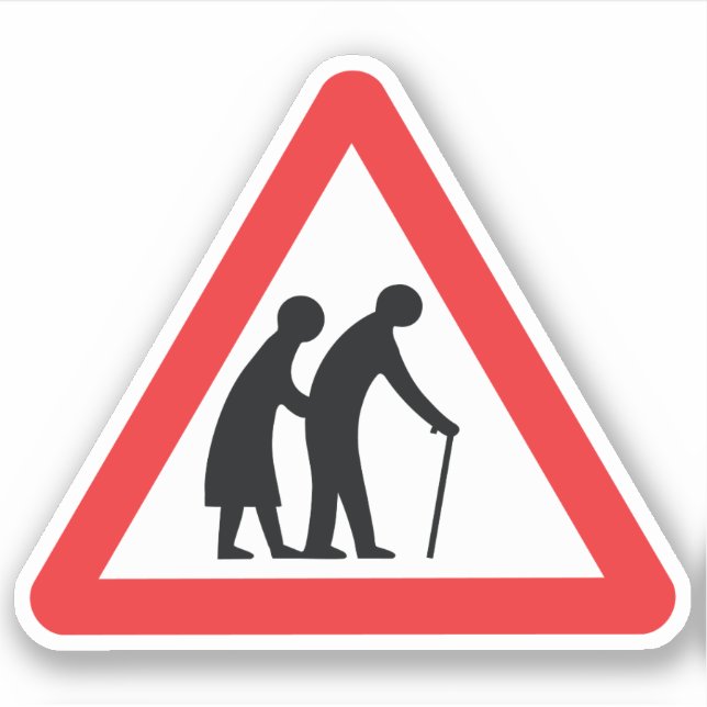 CAUTION Elderly People - UK Traffic Sign (Front)