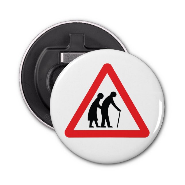 CAUTION Elderly People - UK Traffic Sign Bottle Opener (Front)