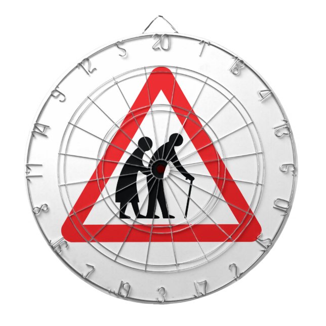 CAUTION Elderly People - UK Traffic Sign Dartboard (Front)