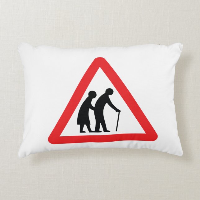 CAUTION Elderly People - UK Traffic Sign Decorative Cushion (Front)