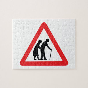 CAUTION Elderly People - UK Traffic Sign Jigsaw Puzzle