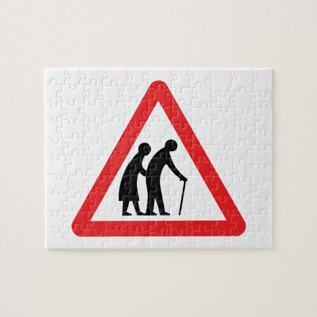 CAUTION Elderly People - UK Traffic Sign Jigsaw Puzzle (Horizontal)