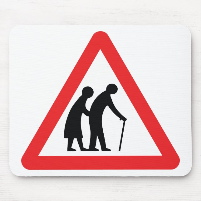 CAUTION Elderly People - UK Traffic Sign Mouse Pad (Front)