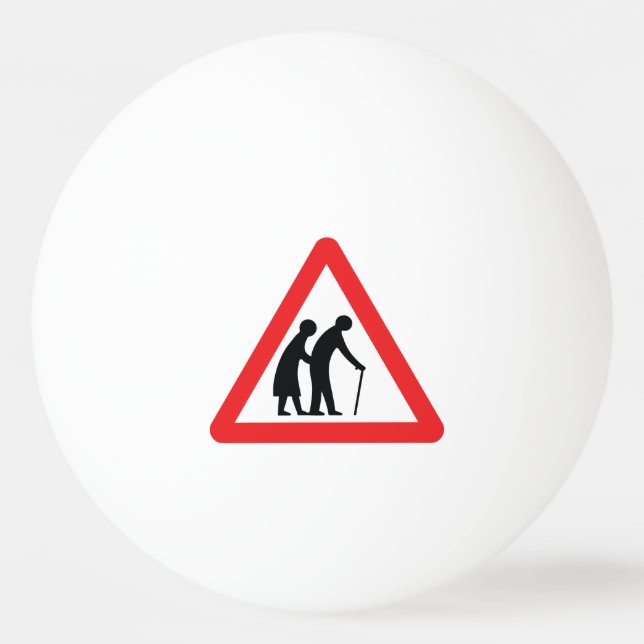 CAUTION Elderly People - UK Traffic Sign Ping Pong Ball (Front)