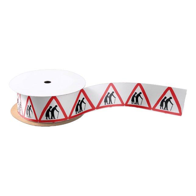 CAUTION Elderly People - UK Traffic Sign Satin Ribbon (Spool)