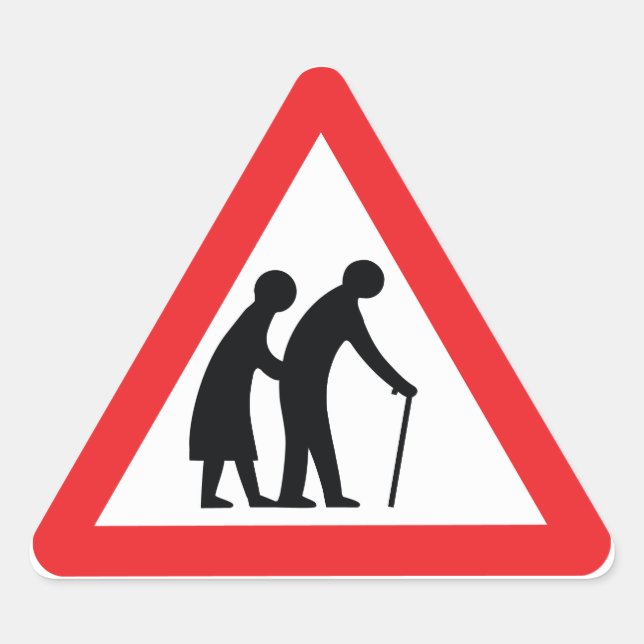 CAUTION Elderly People - UK Traffic Sign Triangle Sticker (Front)