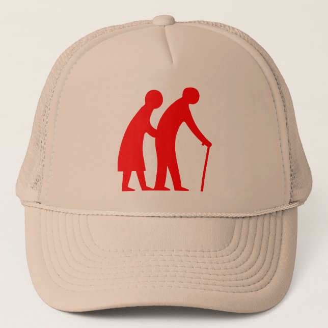 CAUTION Elderly People - UK Traffic Sign Trucker Hat (Front)
