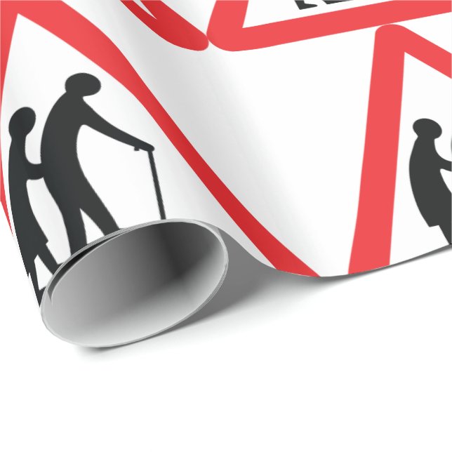 CAUTION Elderly People - UK Traffic Sign Wrapping Paper (Roll Corner)