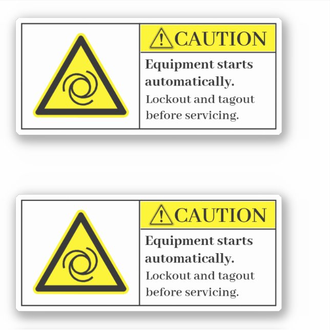 Caution Equipment Starts Automatically Label (Front)