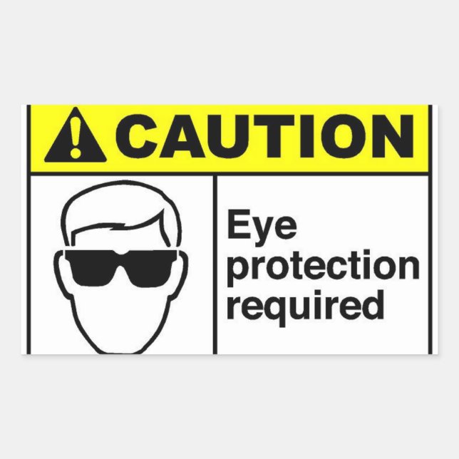 CAUTION Eye Protection Rectangular Sticker (Front)