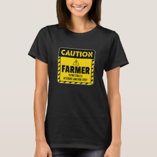 Caution Farmer Flying Tools And Offensive Language T-Shirt
