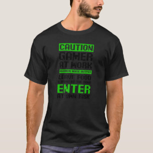 Caution Gamer At Work Dad Gamer Squad T-Shirt
