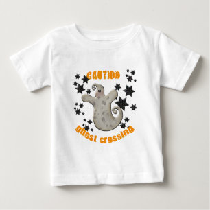 Caution! Ghost Crossing - Black Glitter Stars Baby T-Shirt