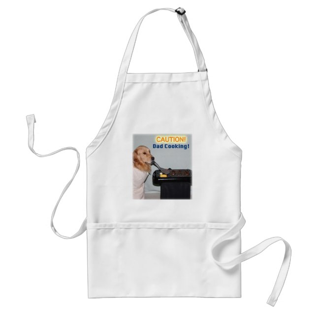 Caution Golden Retriever Dad Cooking Standard Apron (Front)