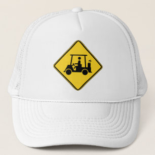 Caution Golf Cart Sign Trucker Hat