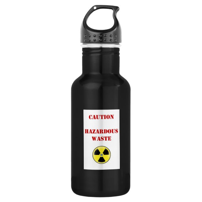 caution hazardous waste drinks bottle (Front)