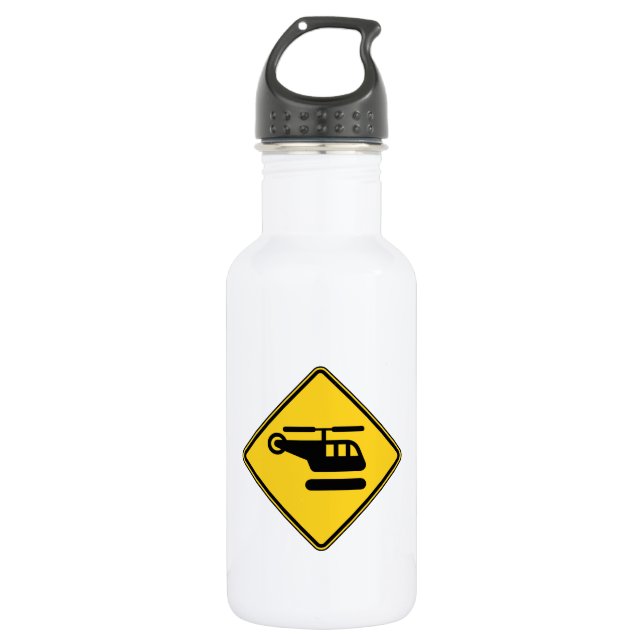 Caution Helicopter Sign 532 Ml Water Bottle (Front)