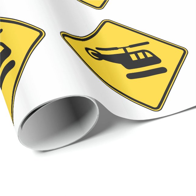 Caution Helicopter Sign Wrapping Paper (Roll Corner)