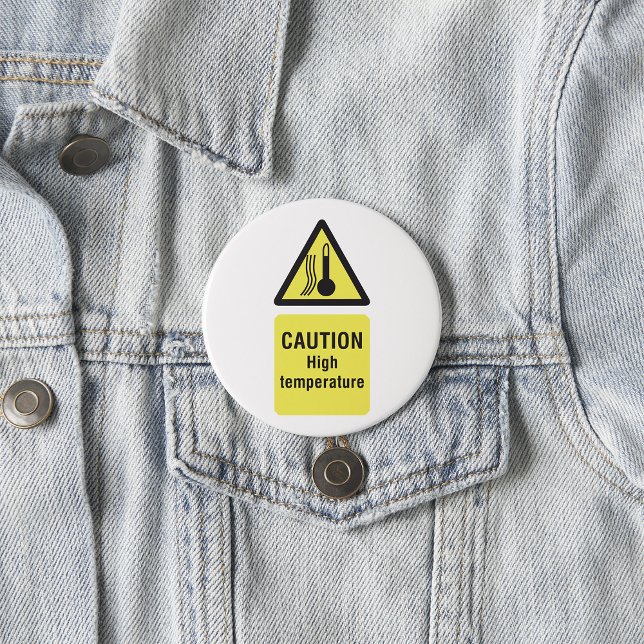 Caution High Temperature Warning Sign 7.5 Cm Round Badge (Creator Uploaded)