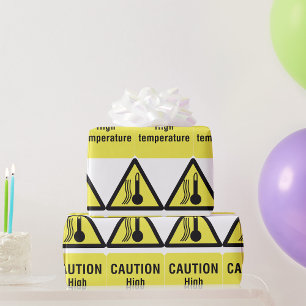 Caution High Temperature Warning Sign Wrapping Paper