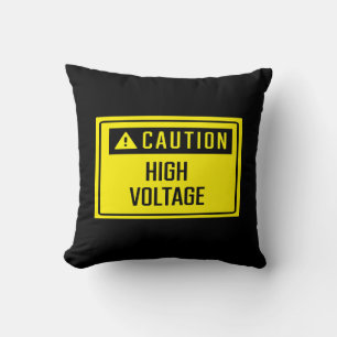 Caution High Voltage Sign Cushion