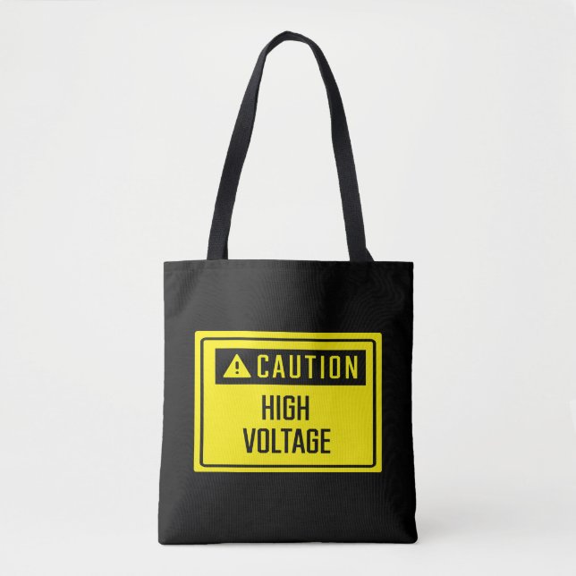 Caution High Voltage Sign Tote Bag (Front)