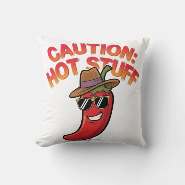 Caution: Hot Stuff Design - Fun Chili Pepper Cushion (Front)