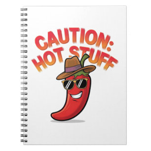 Caution: Hot Stuff Design - Fun Chili Pepper Notebook