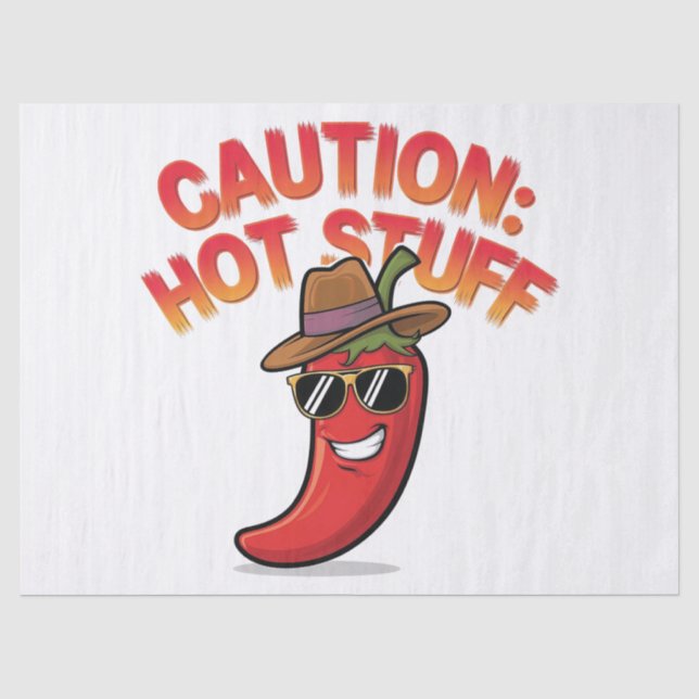 Caution: Hot Stuff Design - Fun Chili Pepper Tissue Paper (Front)