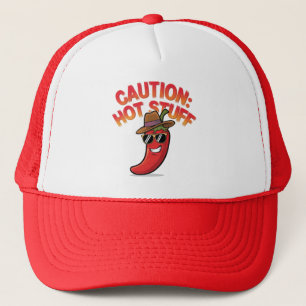 Caution: Hot Stuff Design - Fun Chili Pepper Trucker Hat