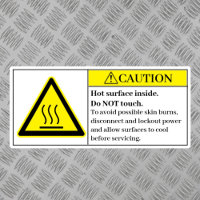Caution Hot Surfaces Inside Label