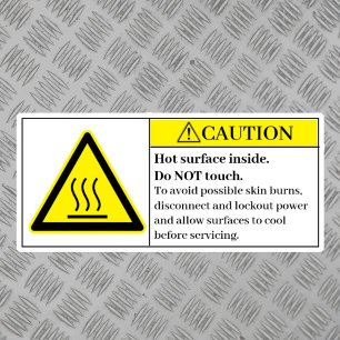 Caution Hot Surfaces Inside Label