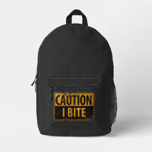 CAUTION - I BITE rusty metal danger warning sign Printed Backpack