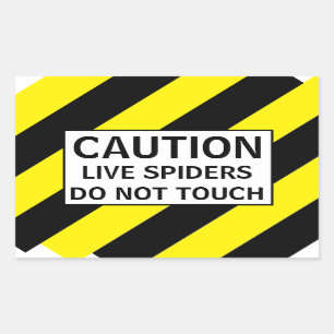 CAUTION LIVE SPIDERS RECTANGULAR STICKER