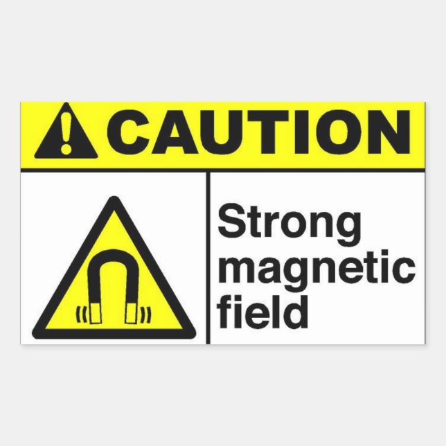CAUTION Magnetic field Rectangular Sticker (Front)