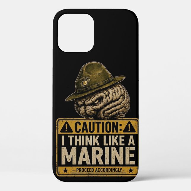 Caution Marine Mindset Brain iPhone 12 Case (Back)
