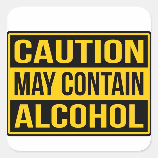 Caution May Contain Alcohol Sign Sticker (Front)