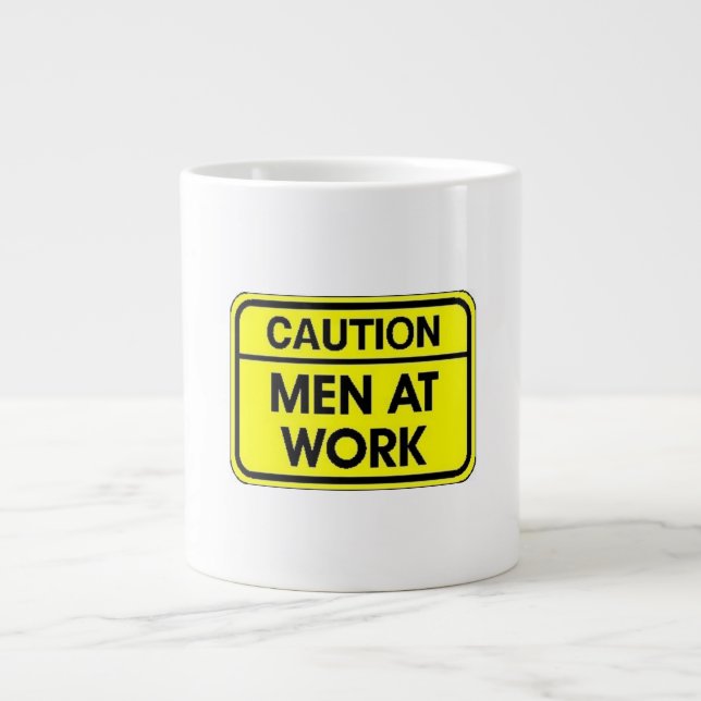caution men at work jumbo mug (Front)