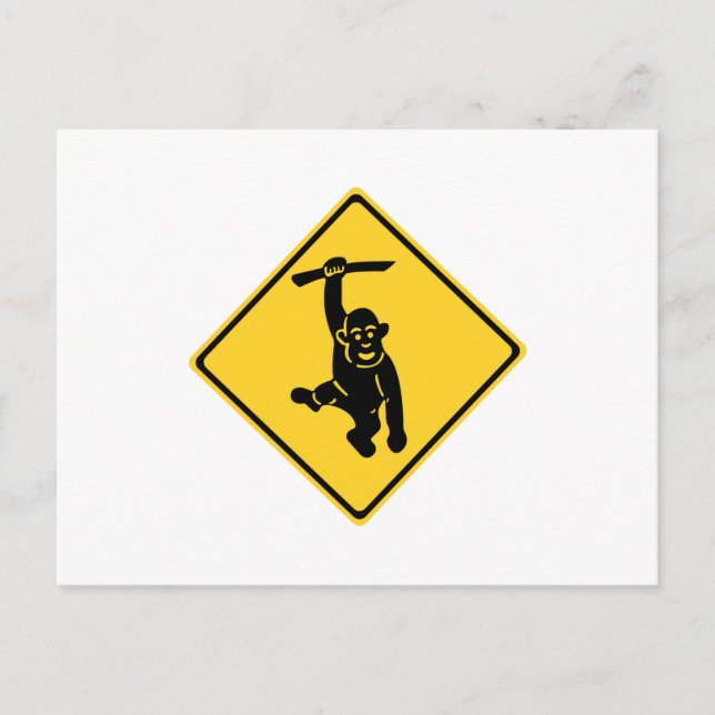 Caution Monkeys, Traffic Sign, Taiwan Postcard (Front)
