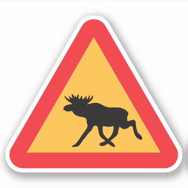 Caution Moose Swedish Traffic Sign (Front)