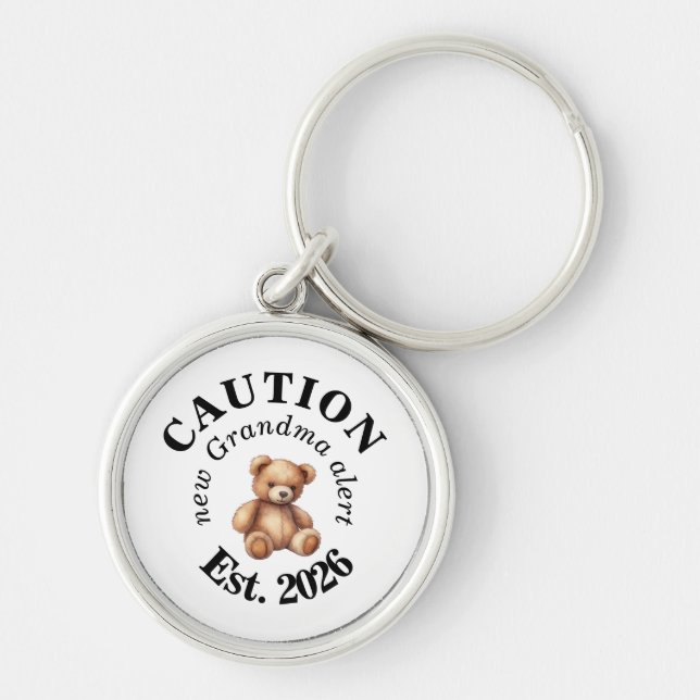 CAUTION new Grandma alert- Teddy Bear Announcement Key Ring (Front)