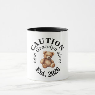 CAUTION new Grandpa alert- Teddy Baby Announcement Mug