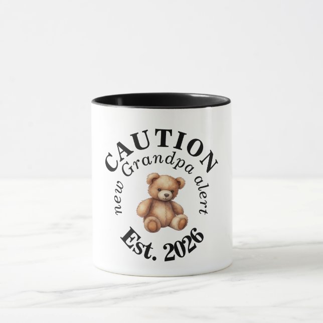 CAUTION new Grandpa alert- Teddy Baby Announcement Mug (Center)