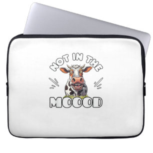 Caution Not In The Moood Cow Stress Crazy Moody  Laptop Sleeve