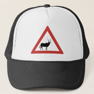 Caution Oryx, Traffic Warning Sign, Namibia Trucker Hat