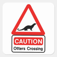 Caution Otters (2), Traffic Sign, UK
