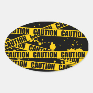 Caution! Oval Sticker