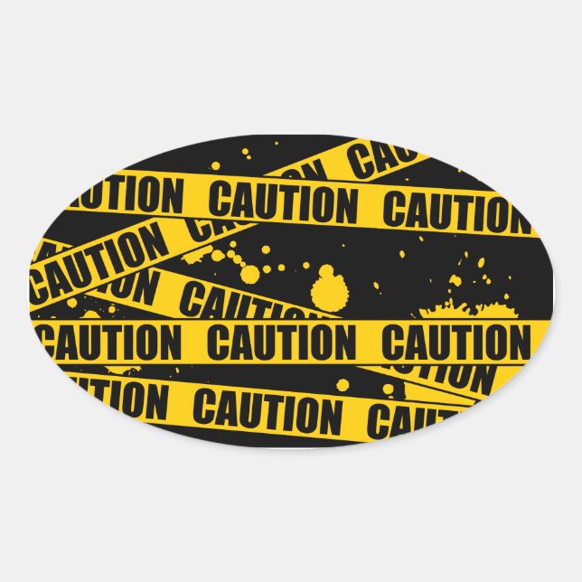Caution! Oval Sticker (Front)