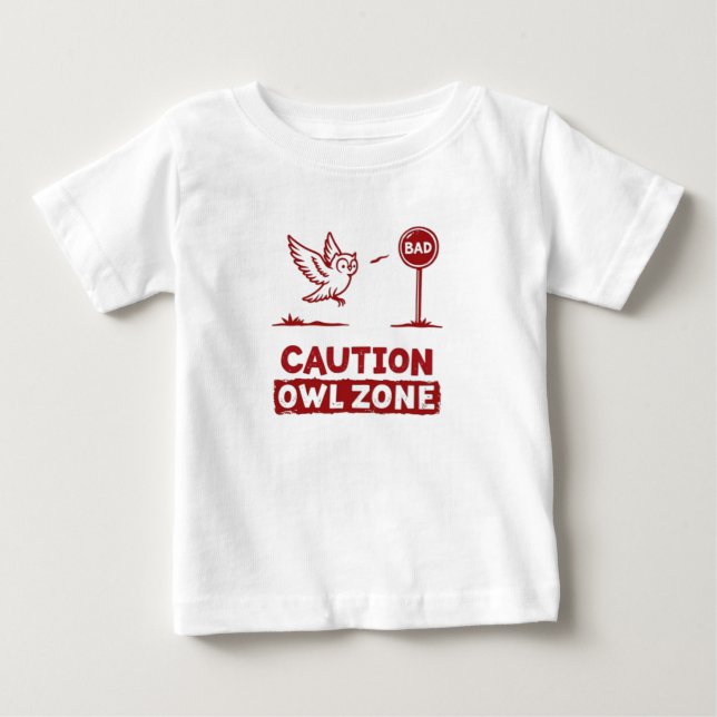  Caution Owl Zone – Fun Owl Bodysuit Design (Front)
