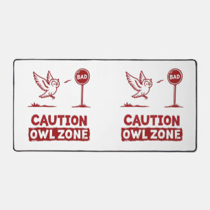 Caution Owl Zone – Quirky Owl Mouse Pad & Desk Mat